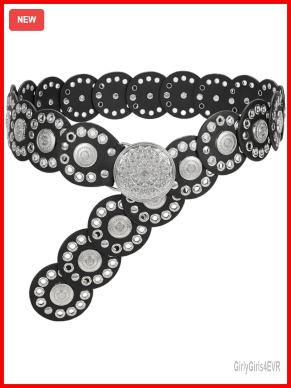 Western Disc Waist Belt PU Leather Concho Boho Adjustable Fit